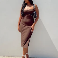 Princess Polly Esme Midi Dress Chocolate