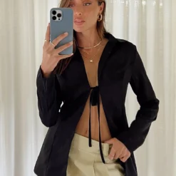 Princess Polly Kemble Shirt Black