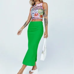 Princess Polly Bine Midi Skirt Green