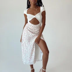 Princess Polly Mabel Midi Skirt White Floral