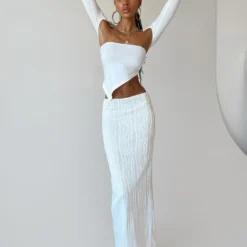 Princess Polly Echo Low Waist Knitted Maxi Skirt White