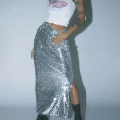 Alyce Maxi Skirt Silver