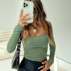 Princess Polly Hyden Long Sleeve Top Khaki