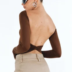 Caswell Long Sleeve Top Brown