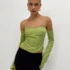 Princess Polly Cold Shoulder Top Green