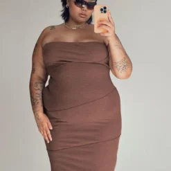 Oscar Midi Dress Brown Curve