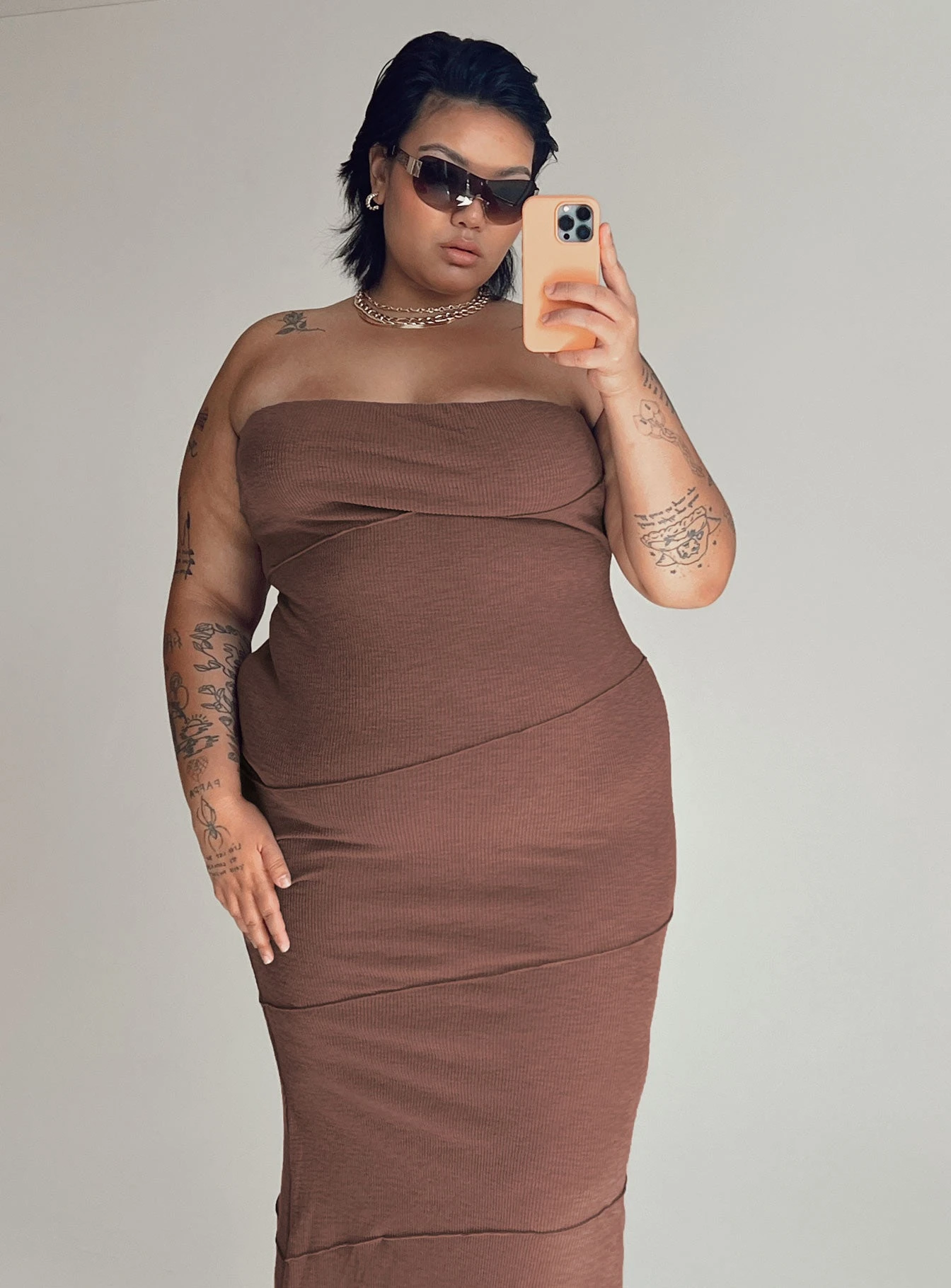 Oscar Midi Dress Brown Curve 3 Oscar Midi Dress Brown Curve
