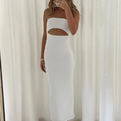 Princess Polly Talena Strapless Midi Dress White