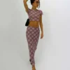 Motel Lassie Midi Skirt Pink Blurred Check
