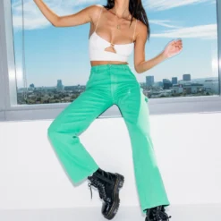 Princess Polly Eli Cargo Denim Jeans Green