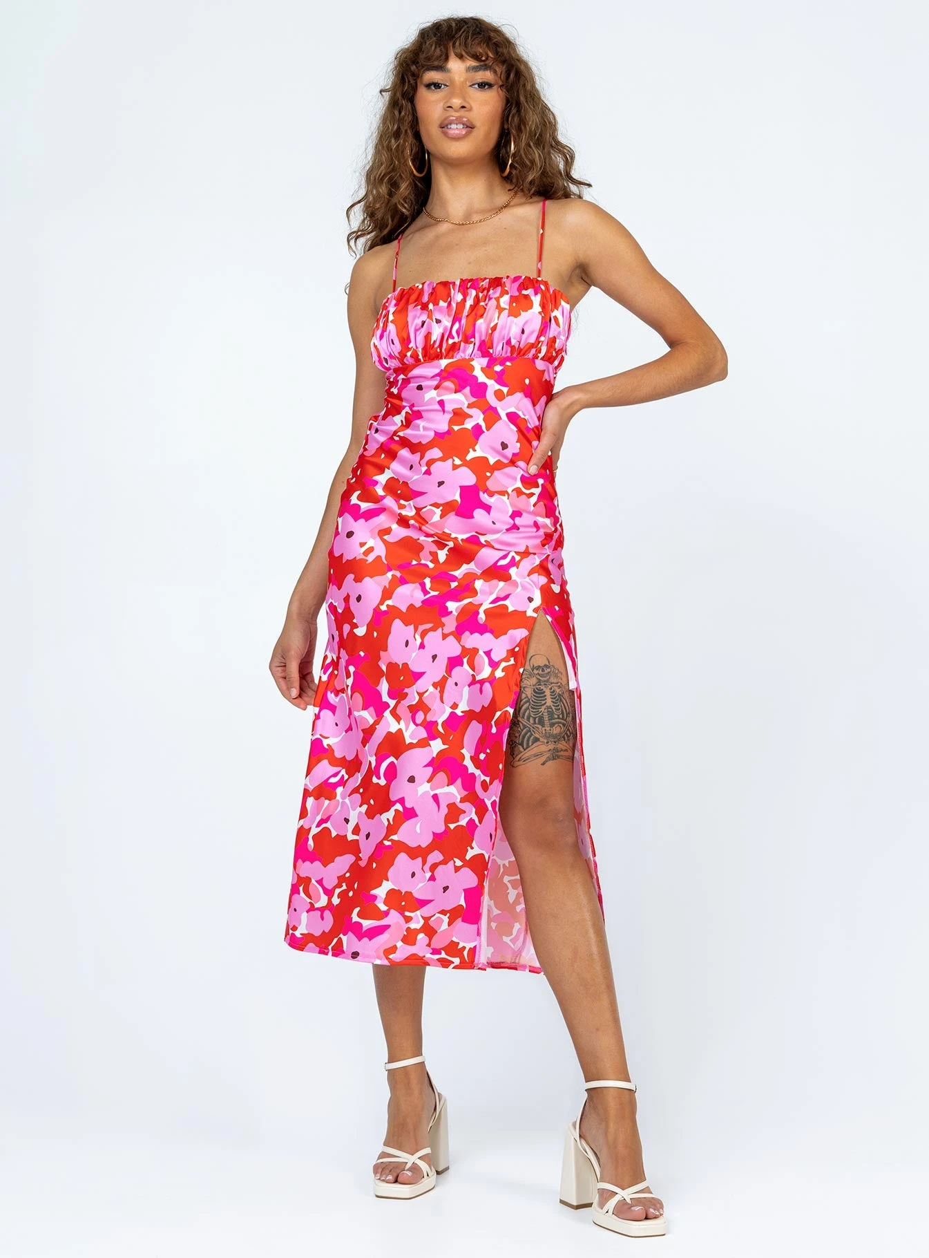 Princess Polly Tinzia Midi Dress Red Floral 3 Princess Polly Tinzia Midi Dress Red Floral