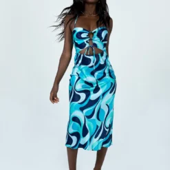 Princess Polly Mayia Midi Dress Blue Multi