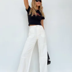 Princess Polly Calcetto Wide Leg Jeans White