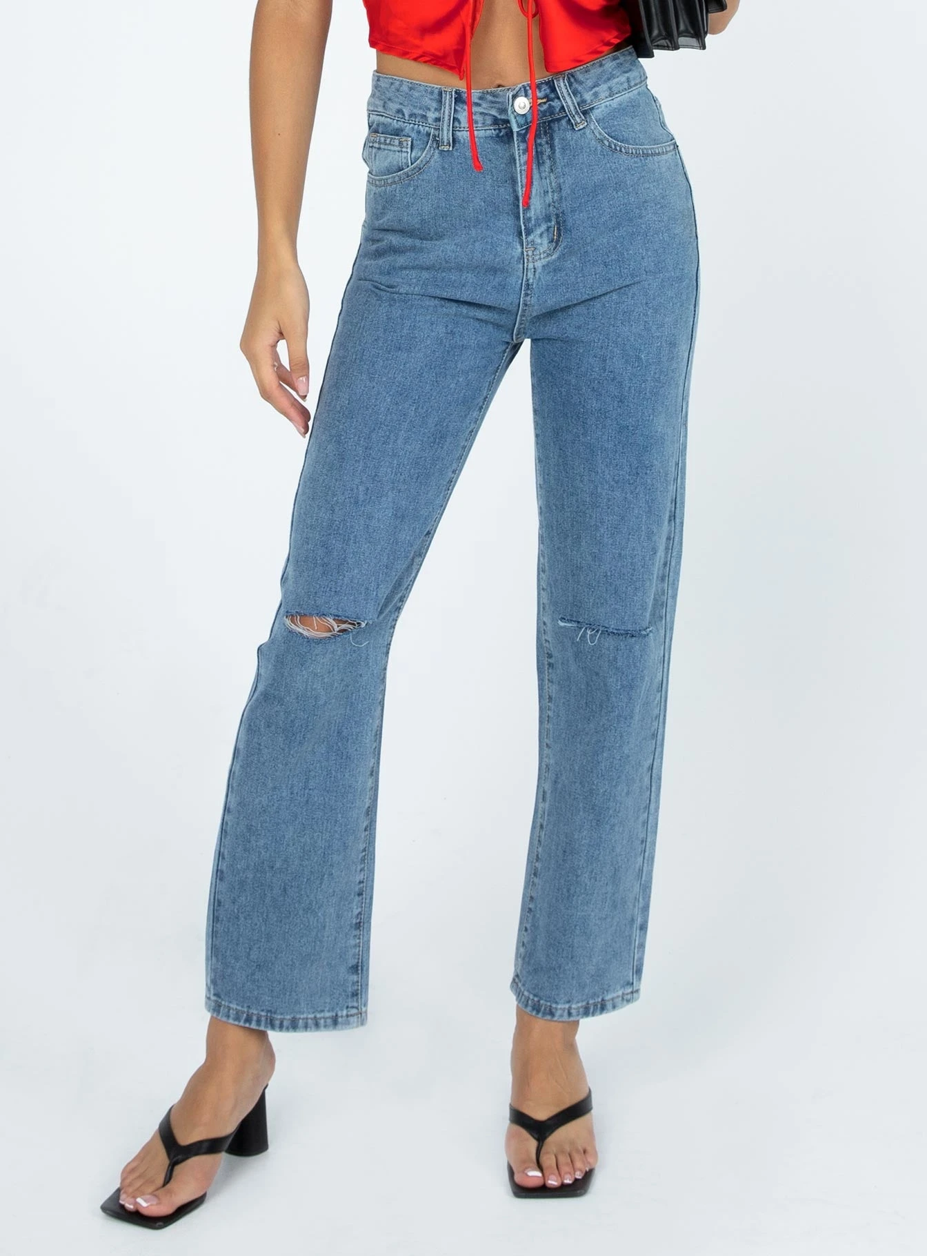 Princess Polly Budapest Straight Leg Denim Jeans 3 Princess Polly Budapest Straight Leg Denim Jeans