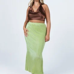 Princess Polly Evergreen Crinkle Midi Skirt