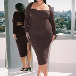 Nolan Midi Dress Brown Curve