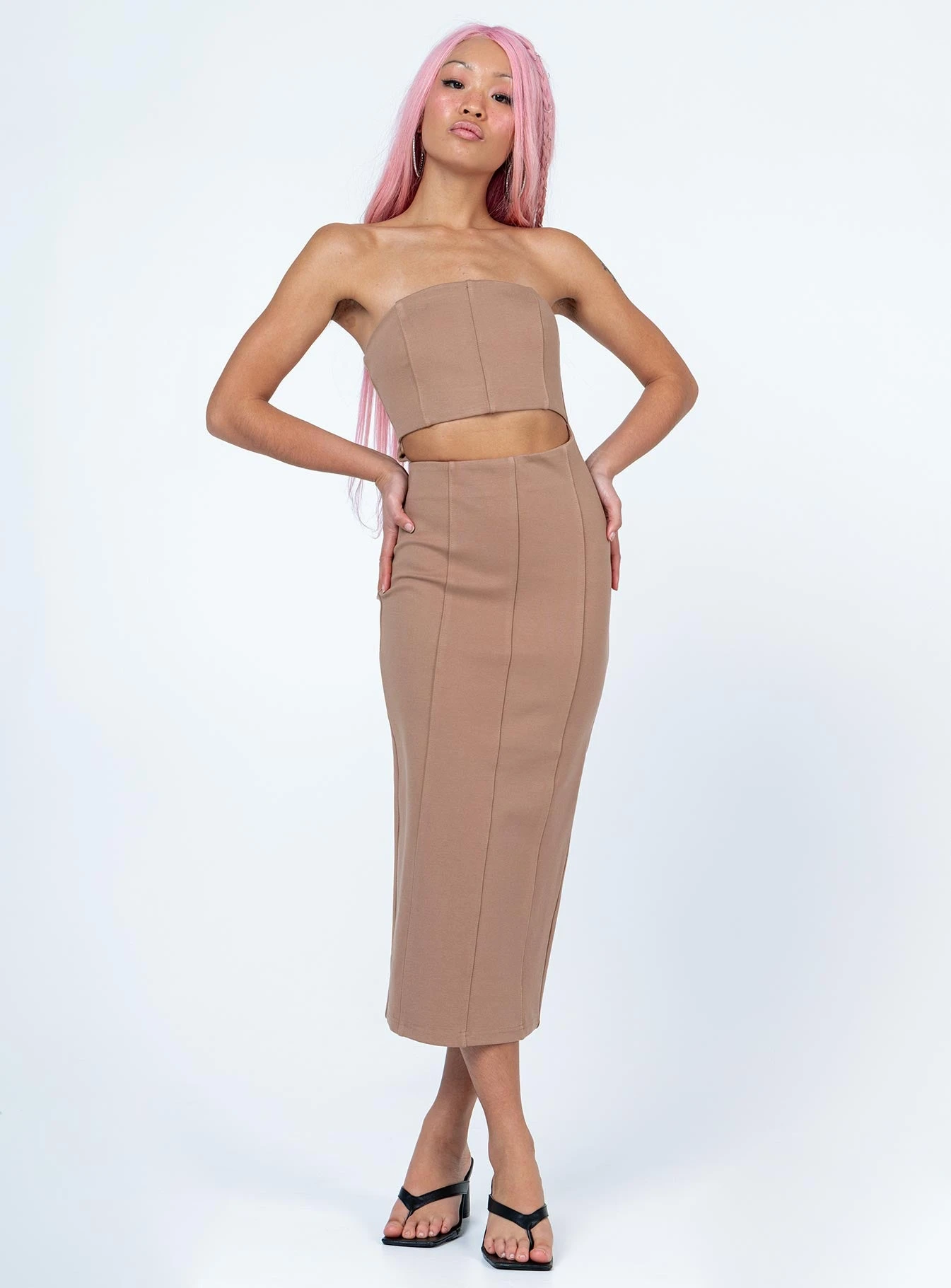 Princess Polly Archy Midi Dress Beige 4 Princess Polly Archy Midi Dress Beige - Image 2