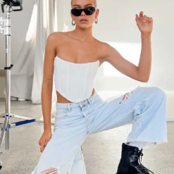 Tarshy Mid Rise Acid Straight Leg Jean Denim