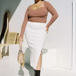 Tanna Midi Skirt Cream Curve