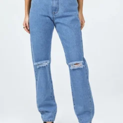 Princess Polly I'm Fine Mom Jeans Mid Wash Denim