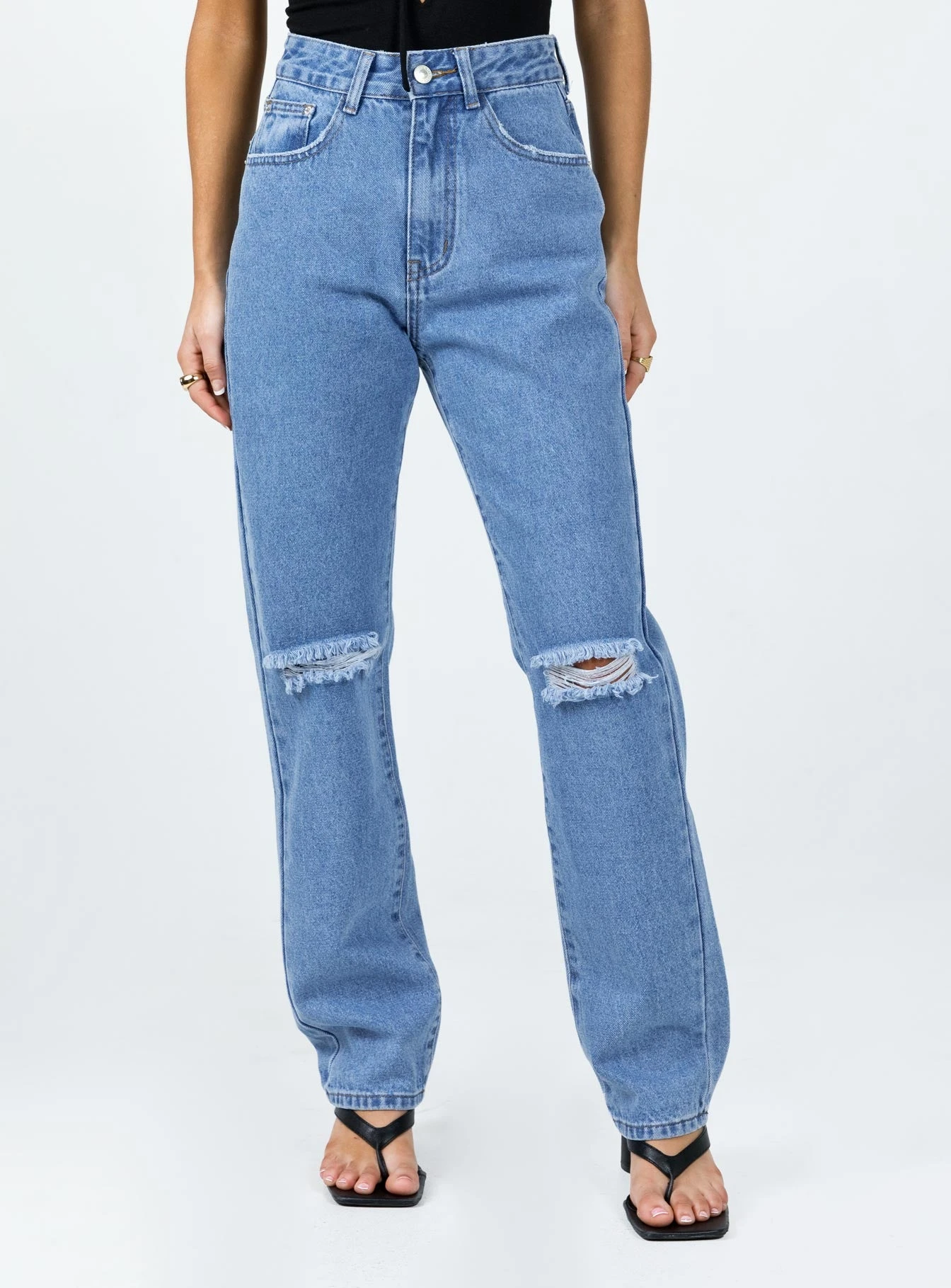 Princess Polly I'm Fine Mom Jeans Mid Wash Denim 3 Princess Polly I'm Fine Mom Jeans Mid Wash Denim