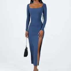 Hayward Long Sleeve Midi Dress Blue