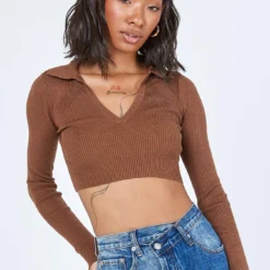 Princess Polly Elijah Long Sleeve Top Brown