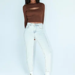 Princess Polly Zaiden Straight Leg Jeans Light Blue Wash Denim