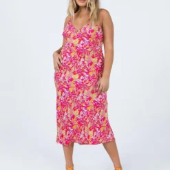 Aria Midi Dress Pink Multi