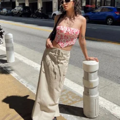 Princess Polly Giddings Cargo Maxi Skirt Beige