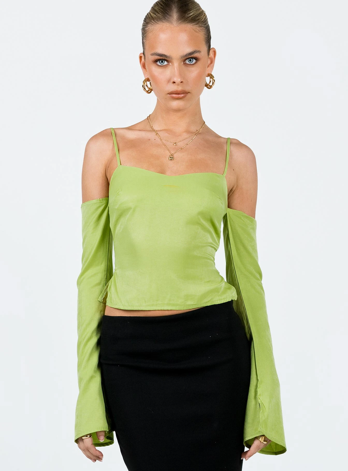 Princess Polly Cold Shoulder Top Green 4 Princess Polly Cold Shoulder Top Green - Image 2
