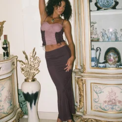 Ciana Mesh Maxi Skirt Mauve