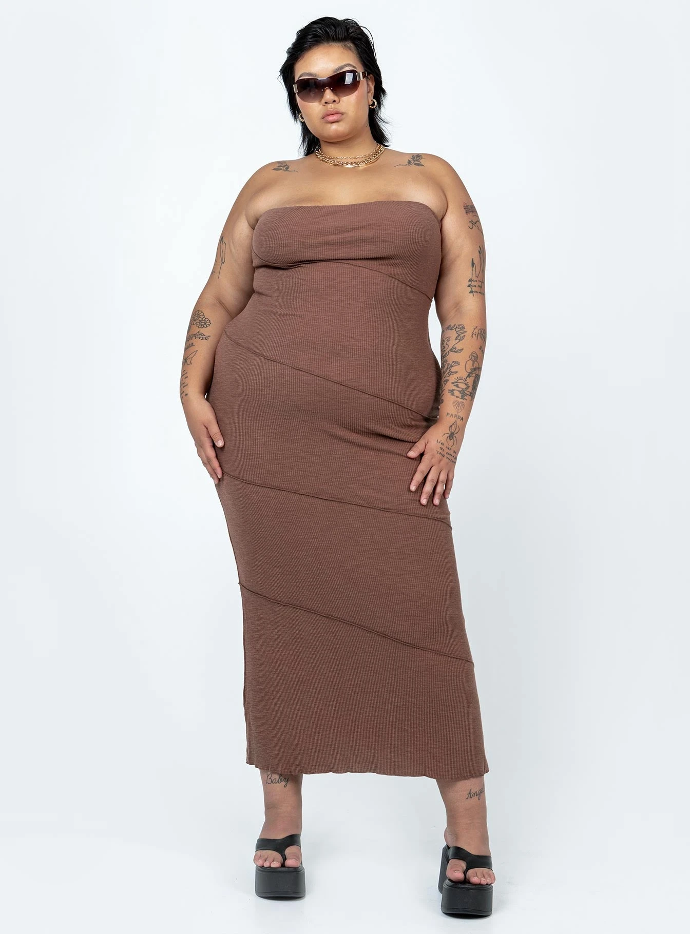 Oscar Midi Dress Brown Curve 4 Oscar Midi Dress Brown Curve - Image 2