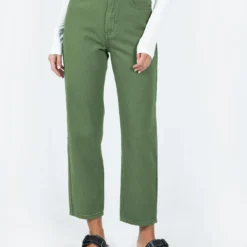 Princess Polly Leta Straight Leg Denim Jeans Khaki