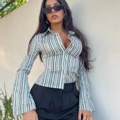 Princess Polly Anni Stripe Shirt Multi -Cheap Clothifyx Store 1 modelinfo raquelle us2 ea2c2790 03ca 4e5a 847a 17f79d357247