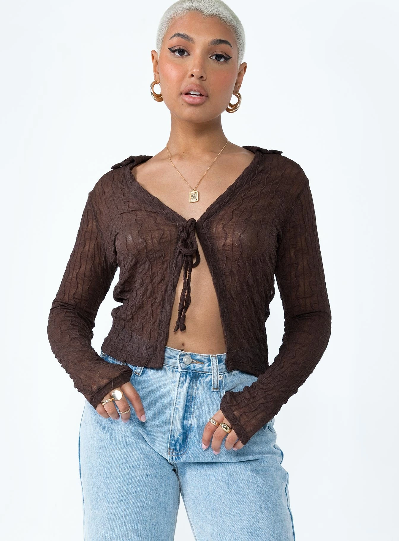 Princess Polly Marcos Long Sleeve Top Brown 4 Princess Polly Marcos Long Sleeve Top Brown - Image 2