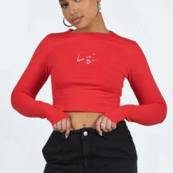 Love Bites Long Sleeve Top Red