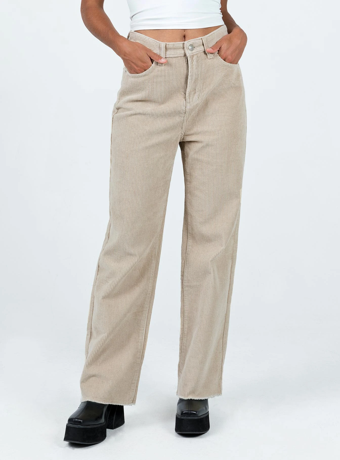 Princess Polly Kalinda Jeans Beige Cord 5 Princess Polly Kalinda Jeans Beige Cord - Image 3