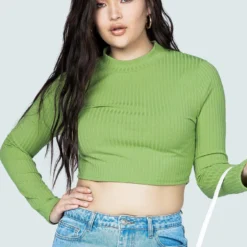 Princess Polly Cora Long Sleeve Top Green