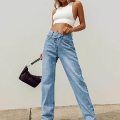 Princess Polly Holly Asymmetric Straight Leg Jean Light Wash Denim -Cheap Clothifyx Store 1 3aa6261e e9f3 457b a7ff 7710d9aaa7f7