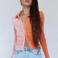 Princess Polly Mediha Long Sleeve Top Pink / Orange