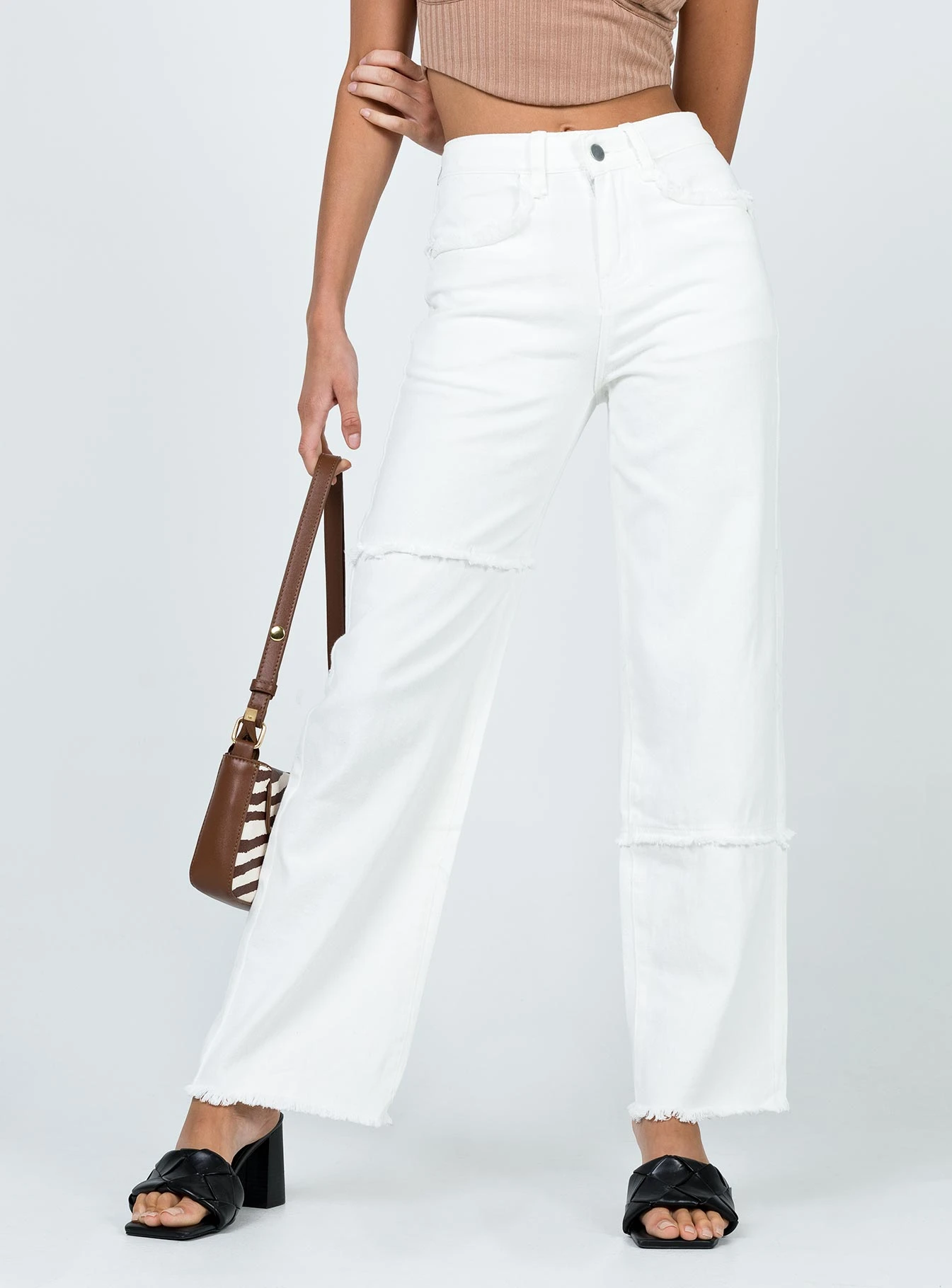 Princess Polly Outcast Straight Leg Panel Jeans White 4 Princess Polly Outcast Straight Leg Panel Jeans White - Image 2