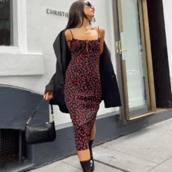 Princess Polly Noda Midi Dress Black/Red