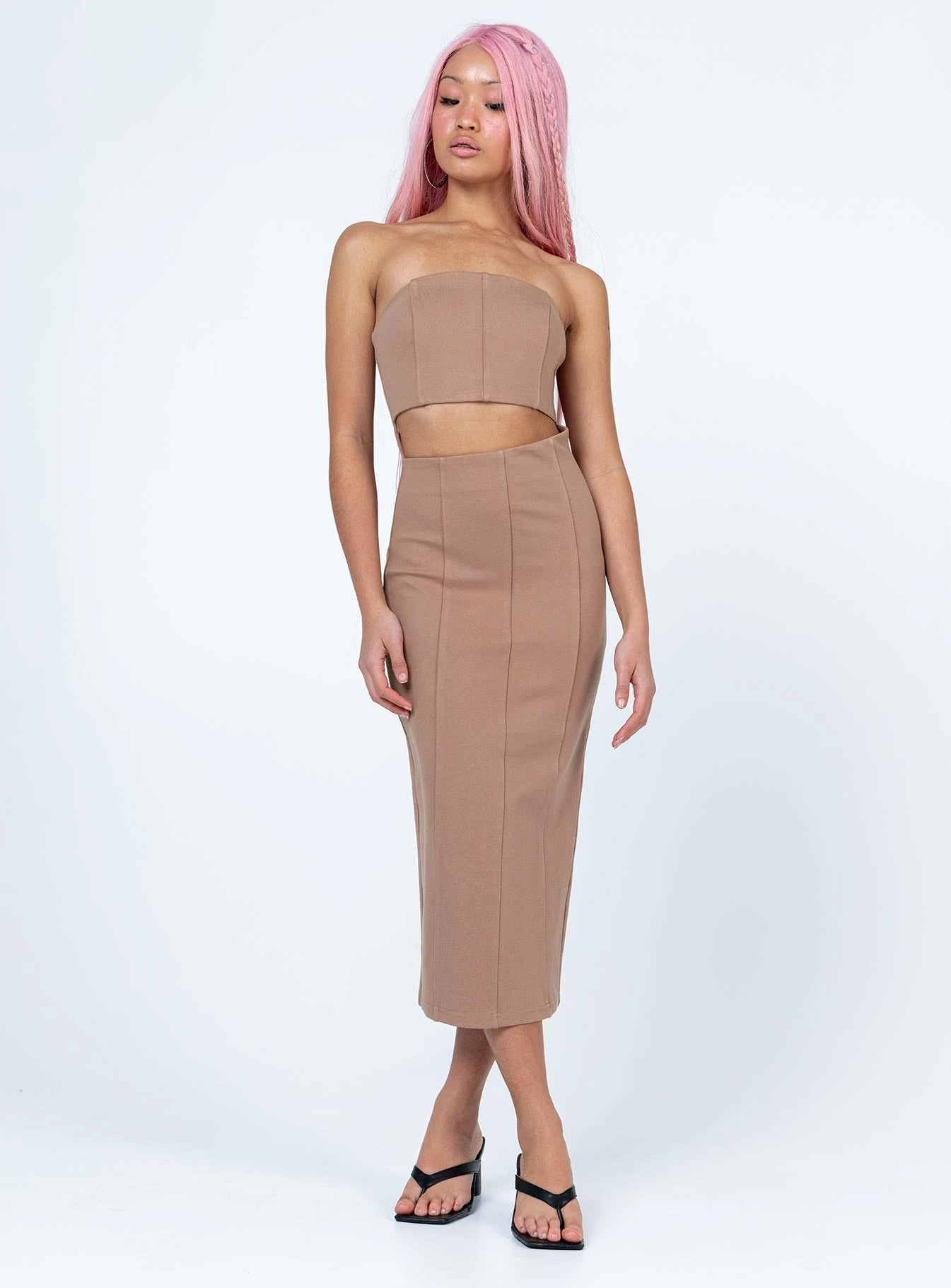 Princess Polly Archy Midi Dress Beige 5 Princess Polly Archy Midi Dress Beige - Image 3