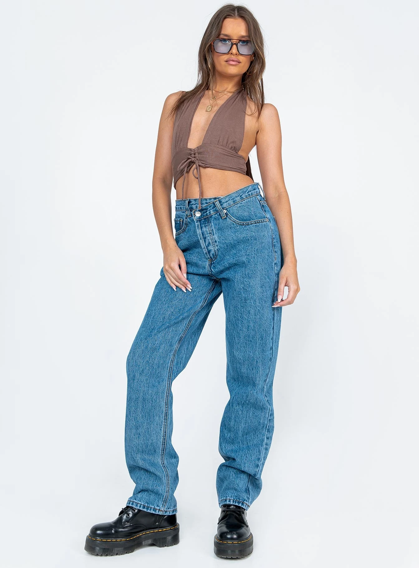 Princess Polly Holly Asymmetric Straight Leg Jean Mid Wash Denim 7 Princess Polly Holly Asymmetric Straight Leg Jean Mid Wash Denim - Image 5