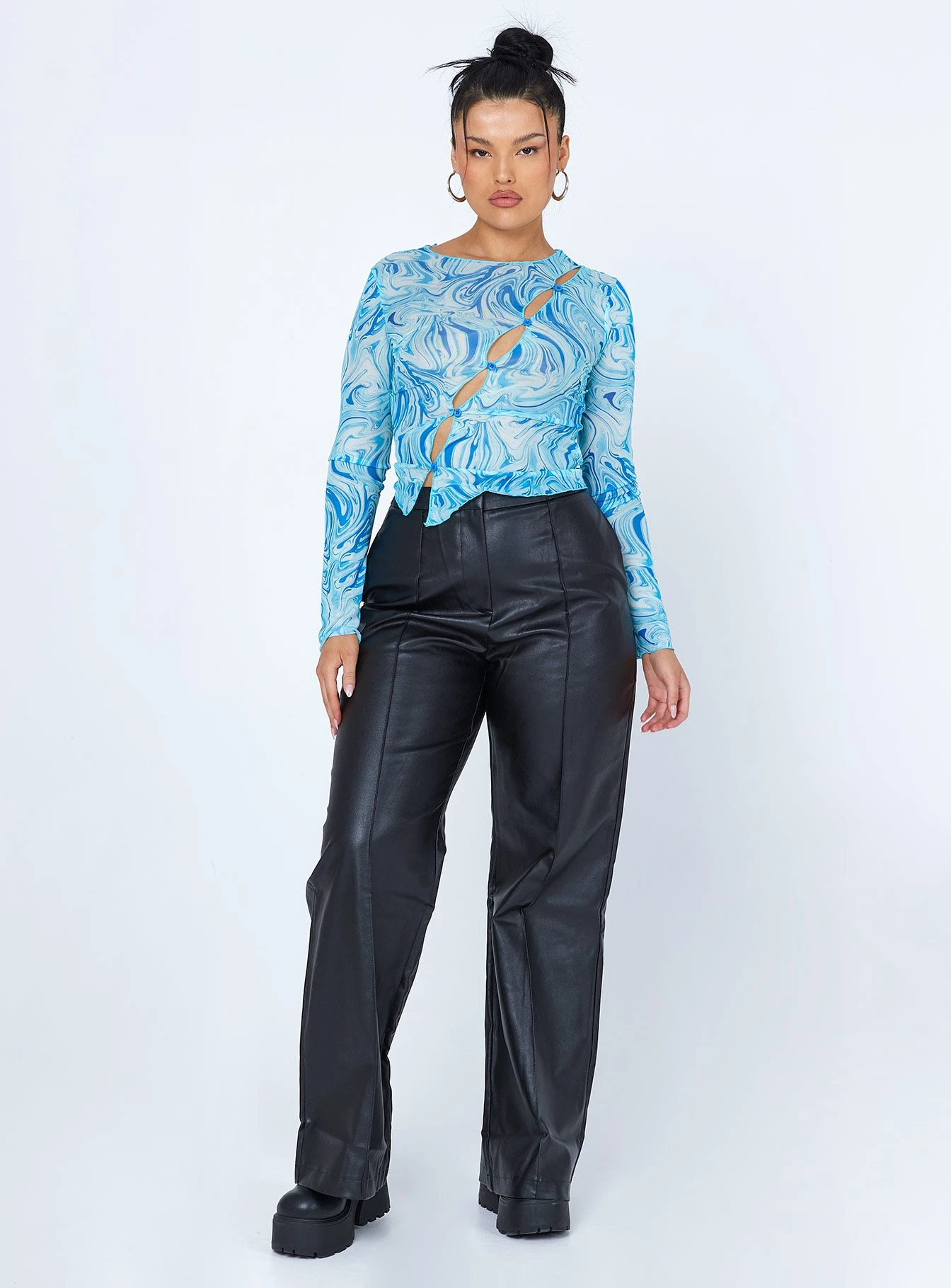Princess Polly Cardin Long Sleeve Top Blue 5 Princess Polly Cardin Long Sleeve Top Blue - Image 3