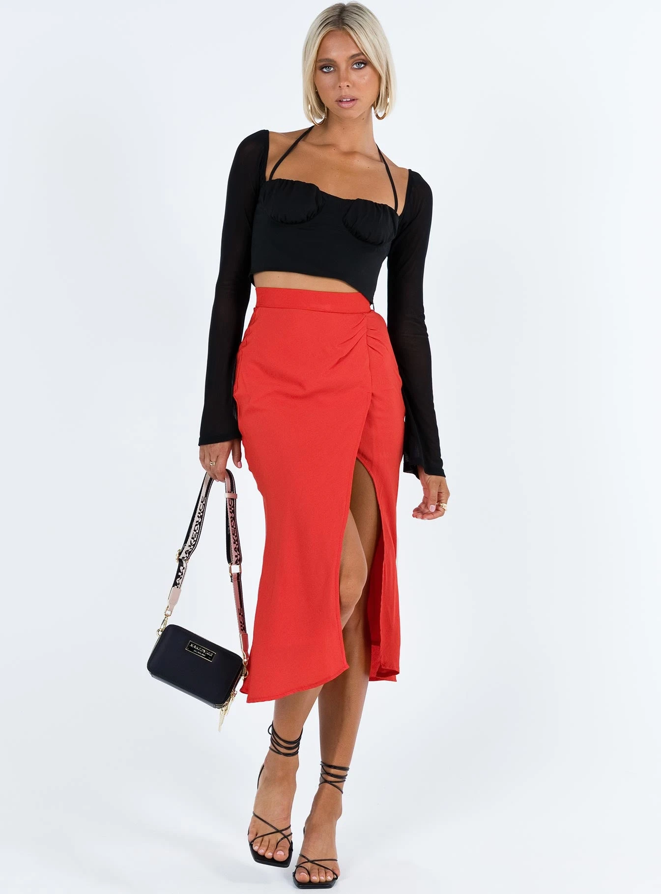 Princess Polly Mabel Midi Skirt Red 5 Princess Polly Mabel Midi Skirt Red - Image 3