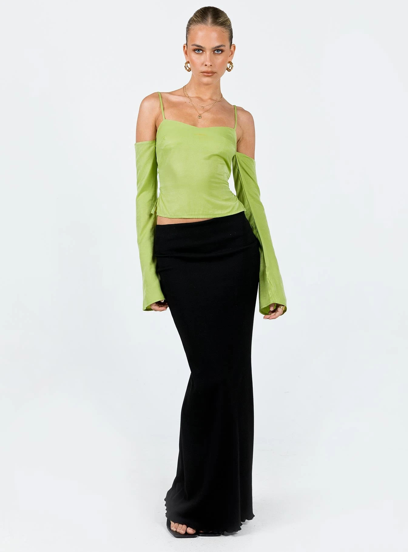 Princess Polly Cold Shoulder Top Green 5 Princess Polly Cold Shoulder Top Green - Image 3