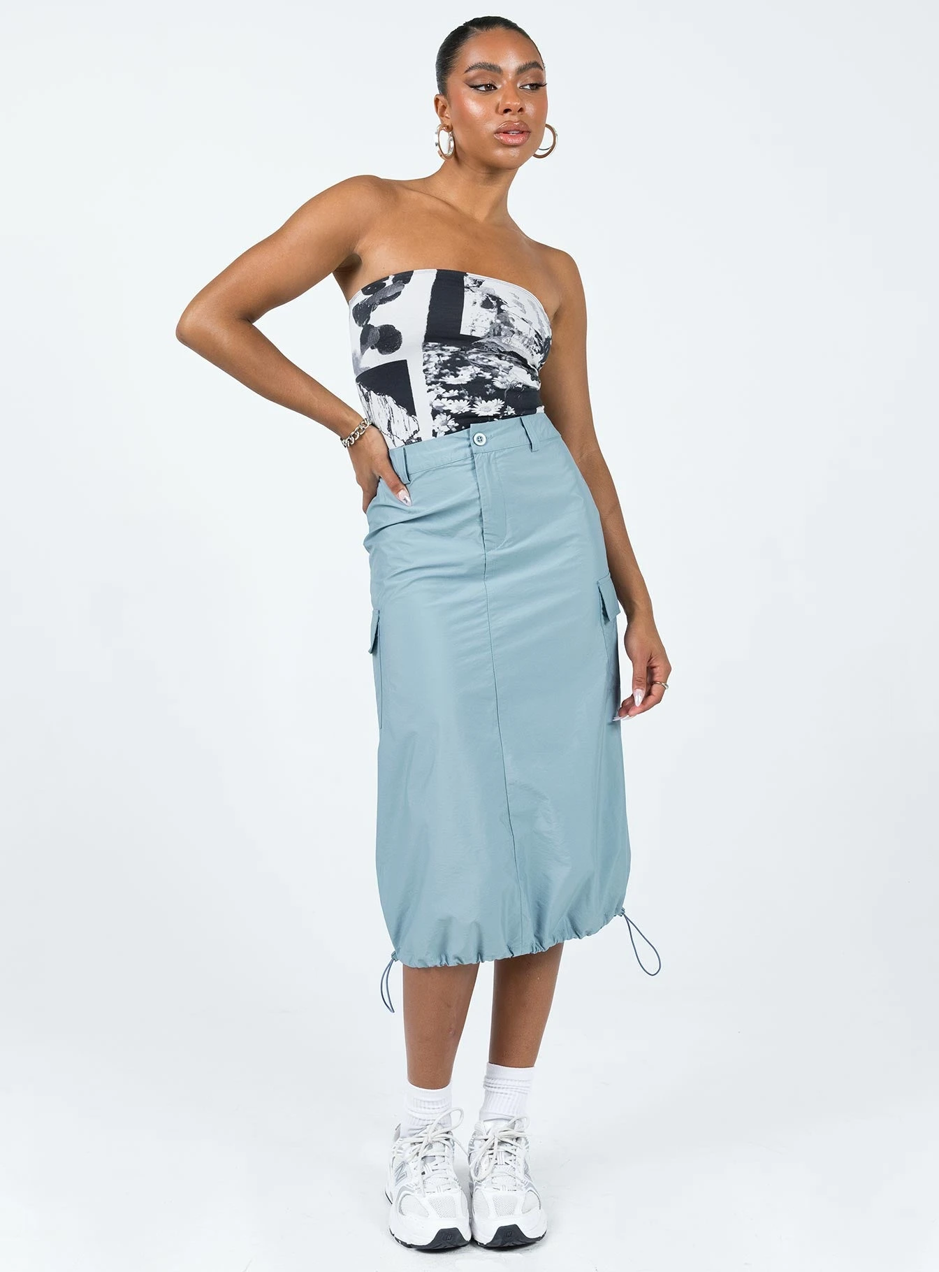 Princess Polly Tinba Midi Skirt Blue 5 Princess Polly Tinba Midi Skirt Blue - Image 3