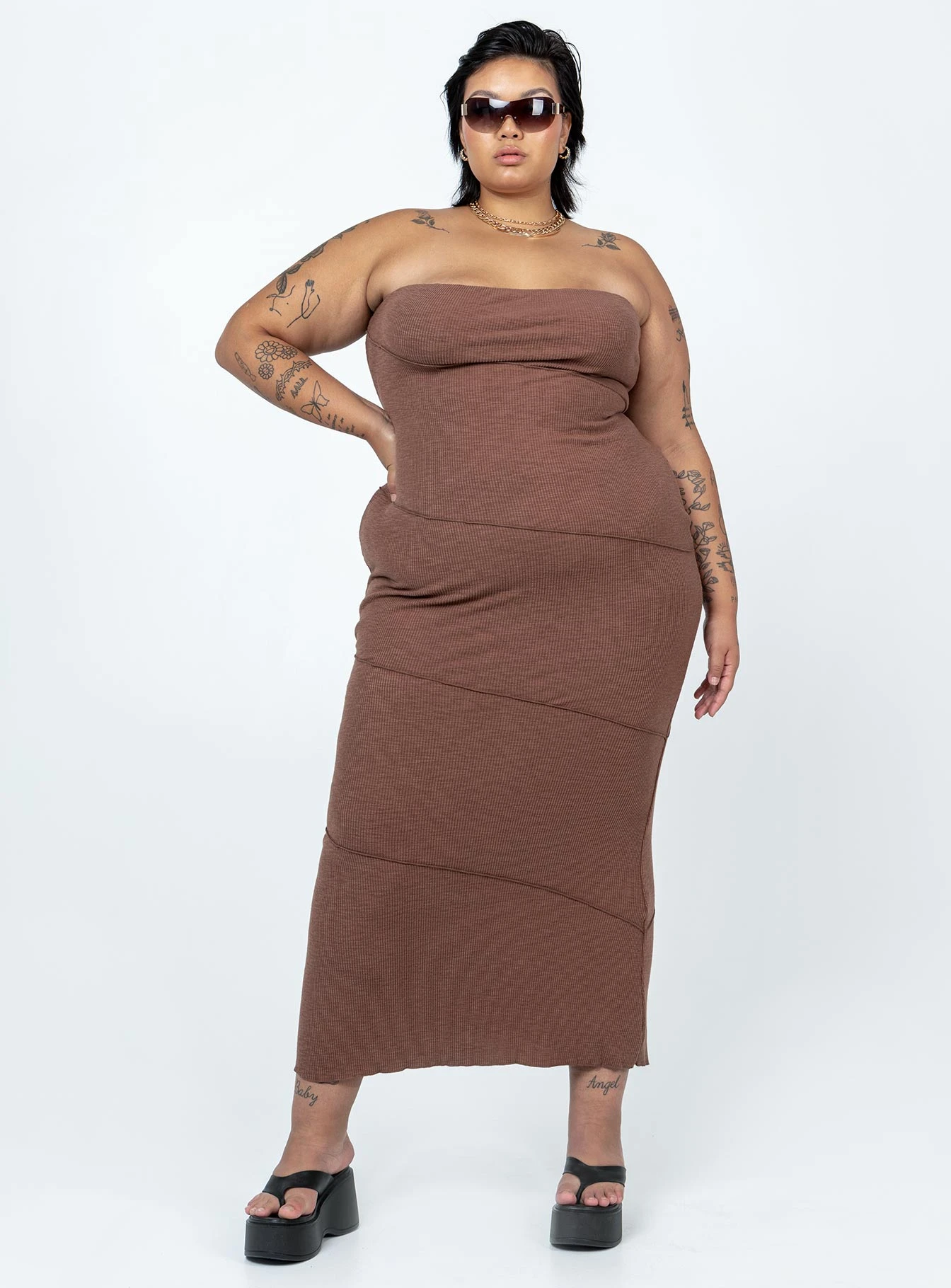 Oscar Midi Dress Brown Curve 5 Oscar Midi Dress Brown Curve - Image 3